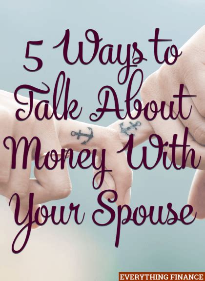 Two Hands Holding Each Other With The Words 5 Ways To Talk About Money With Your Spouse