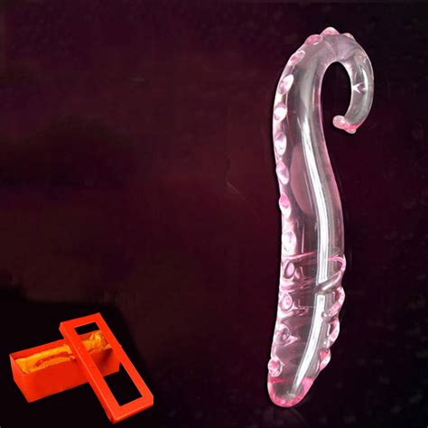 New Pink Hippocampal Shape Crystal Glass Anal Dildo Butt