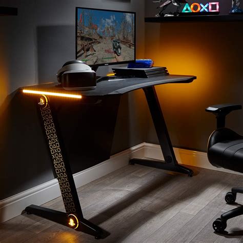X Rocker Officially Licensed Playstation Borealis Gaming Desk With Led