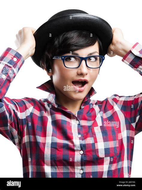 Cute Smiling Nerd Girl Wearing Hi Res Stock Photography And Images Alamy