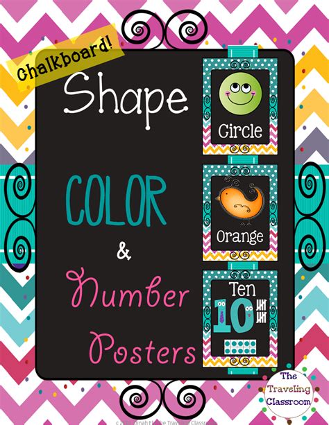 Shapes Colors And Number Posters Chalkboard Chevron Polka Dots
