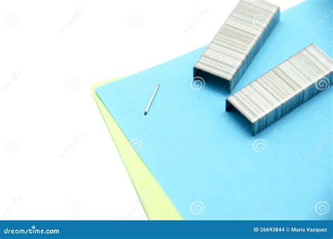 Stapled Paper Stock Photo Image Of Joins Staple Background 26693844