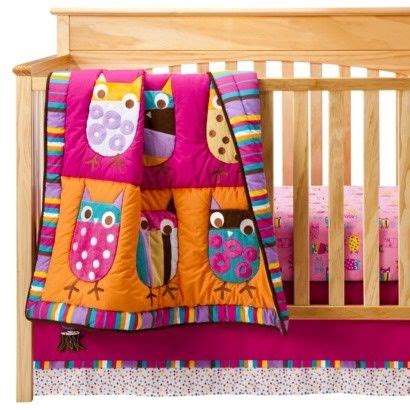 This crib bedding set features sweet pink and purple owls that decorate the fabrics and coordinate across all three bedding essentials: Owl Crib Bedding Sets for a Hoot of a Nursery | Owl crib ...