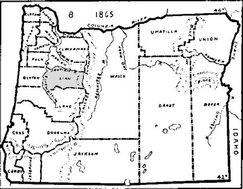 Oregon Counties Map 1865 Linn Genealogical Society