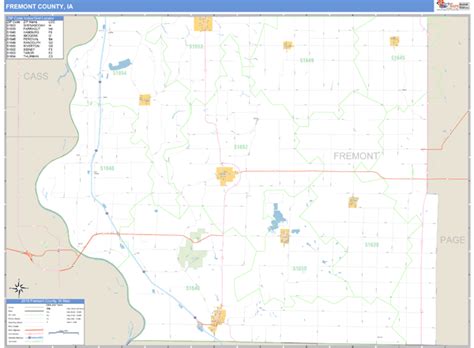 Fremont County, Iowa Zip Code Wall Map | Maps.com.com