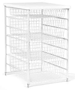 Wire closet organizers with drawers. Amazon.com: ClosetMaid 6201 4-Drawer Basket Kit, White ...