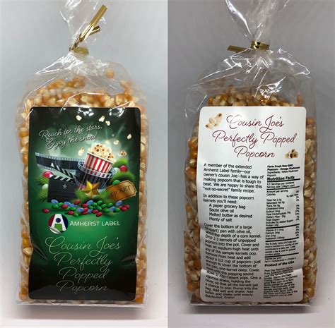 Popcorn Custom Labeled And Perfectly Popped Amherst Label Inc