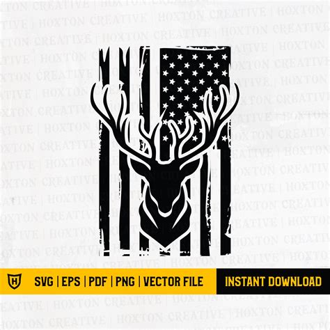 An American Flag With A Deer Head On It And The Words Svg Epsp Png