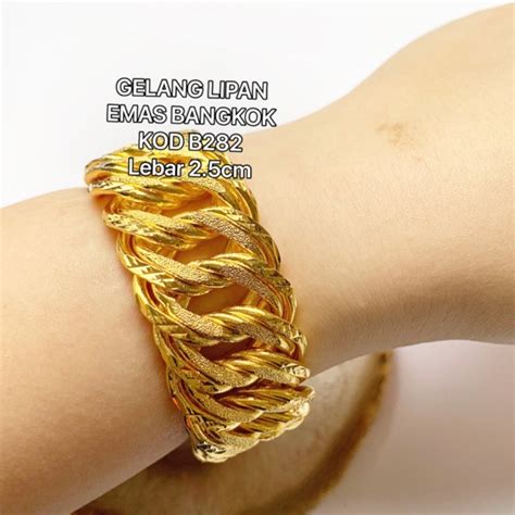 Satu lagi jenis gelang tangan. GELANG LIPAN EMAS BANGKOK (LEBAR 2.5CM) | Shopee Malaysia