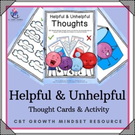 Cbt Growth Mindset Thought Card Helpfulunhelpfulpositivenegative