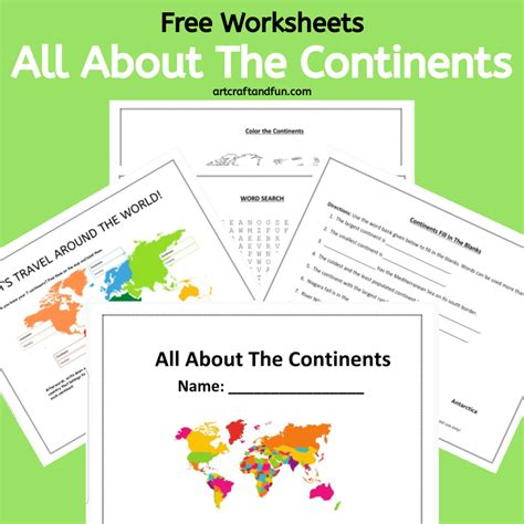 Continents Activities For Kids 7 Continents Of The World Matching