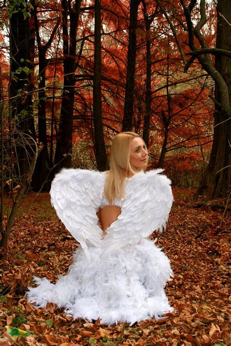 Woman Angel Wings Dried Leaves Girl Angel Autumn Wings Red