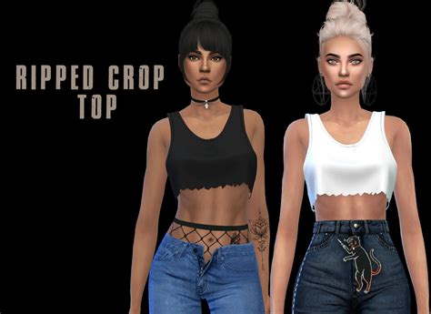 Leo Sims Ripped Crop Top New Mesh Swatches Simsplayhouse