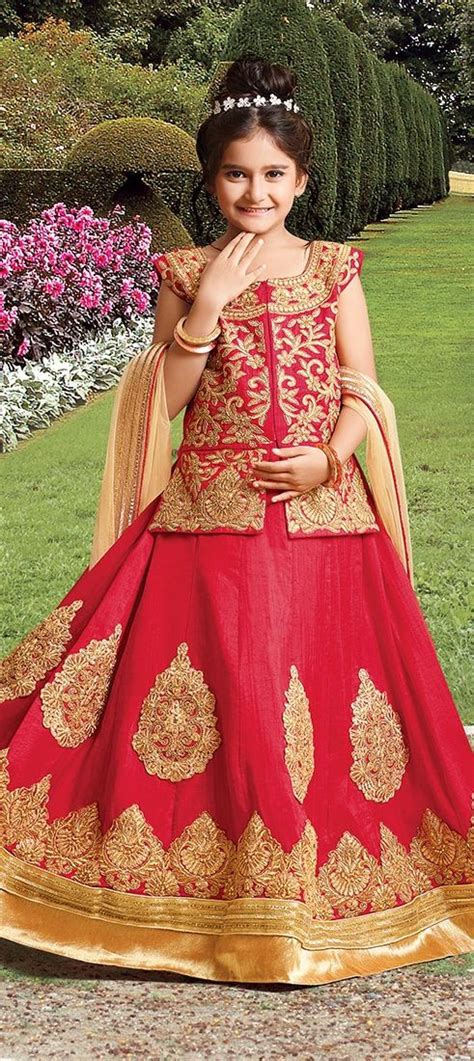 How silk is made and the story behind. 202434: Red and Maroon color Silk fabric Kids Lehenga
