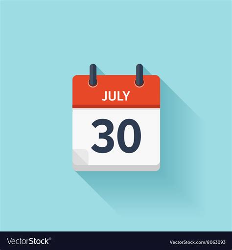 July 30 Flat Daily Calendar Icon Date Royalty Free Vector