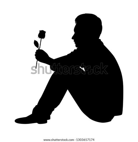 Young Man Rose Flower Silhouette Vector Stock Vector Royalty Free