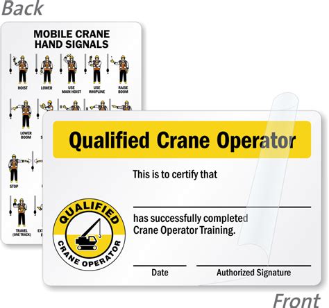 Safety Wallet Cards Self Laminating Certification Cards