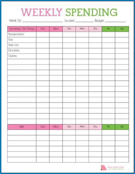 Simple Weekly Budget Template Exclusive Free Printable Images