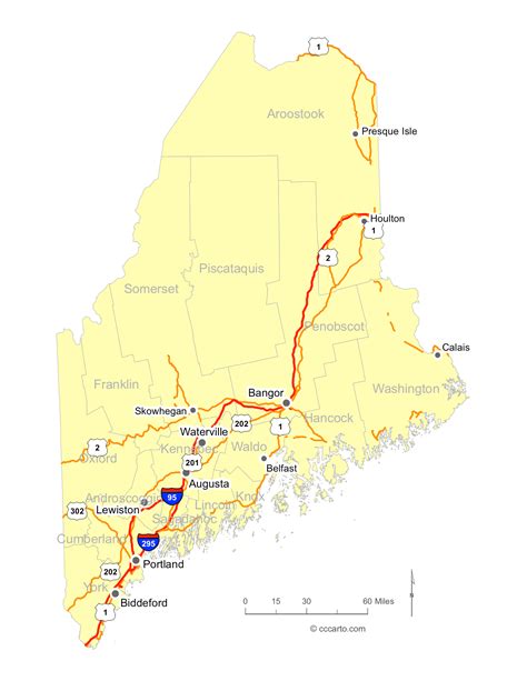Map Of Maine Cities Maine Interstates Highways Road Map
