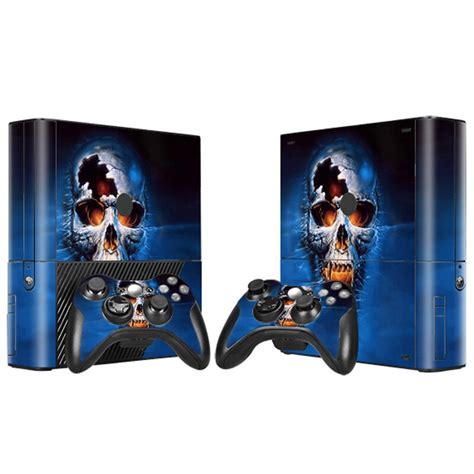 Skull Image Vinyl Decal Skin Sticker For Xbox 360 E Console And 2pcs