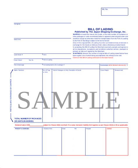 Standard Bill Of Lading Form Fill Out And Sign Printable Pdf Template