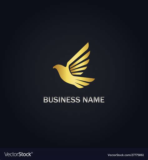 Fly Bird Dove Gold Logo Royalty Free Vector Image