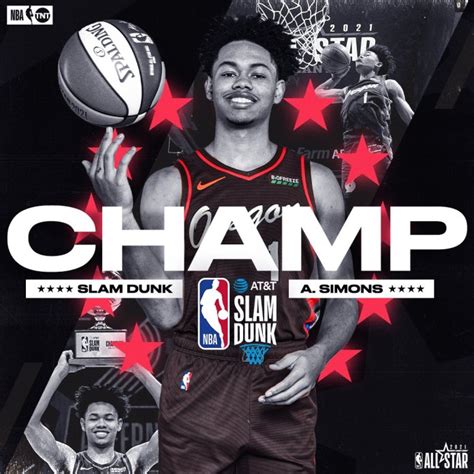 2021 Nba All Star Blazers Anfernee Simons Wins 2021 Atandt Slam Dunk