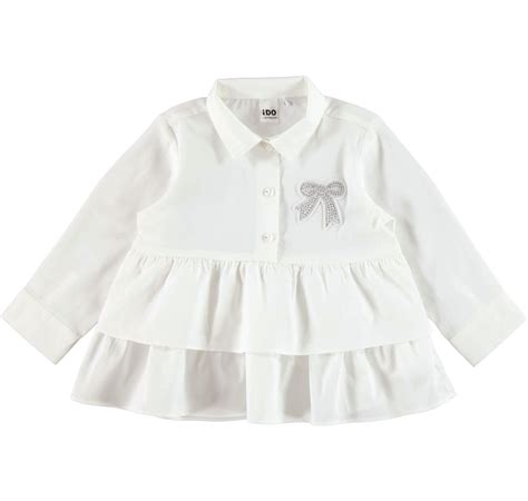 Maxi Camicia In Popeline Stretch Di Cotone Per Bambina Da 6 Mesi A 7