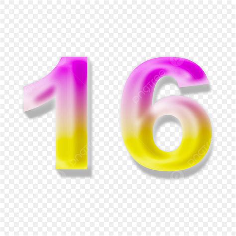Numbers 16 Clipart Hd Png Number 16 Cool 3d Gradient Text Effect