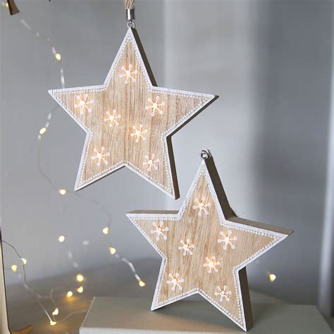 Wooden Star Light Hanging Decoration By Red Lilly