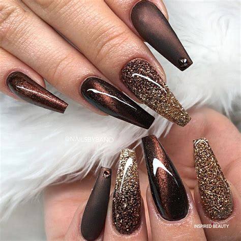 Brown Acrylic Nails Inspo To Stand Out Cute Trendy Nail Art Dark