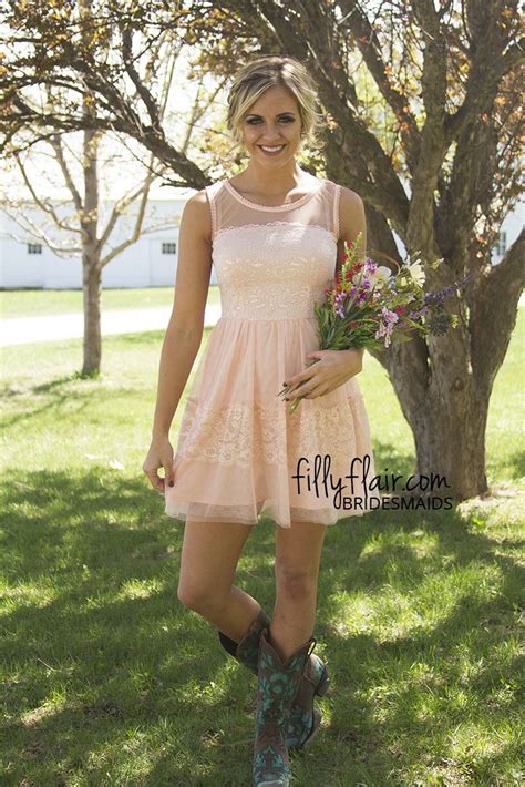 Looking For A Country Bridesmaid Dress With Boots This Short Bridesmaid Dress Is T Country