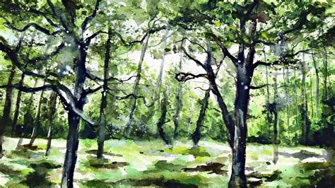 Watercolor Woods Landscape Painting Tutorial For Beginners Youtube