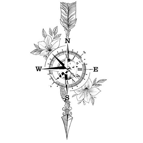 Compass Tattoos Feather Tattoo Lotus Tattoos Floral Etsy