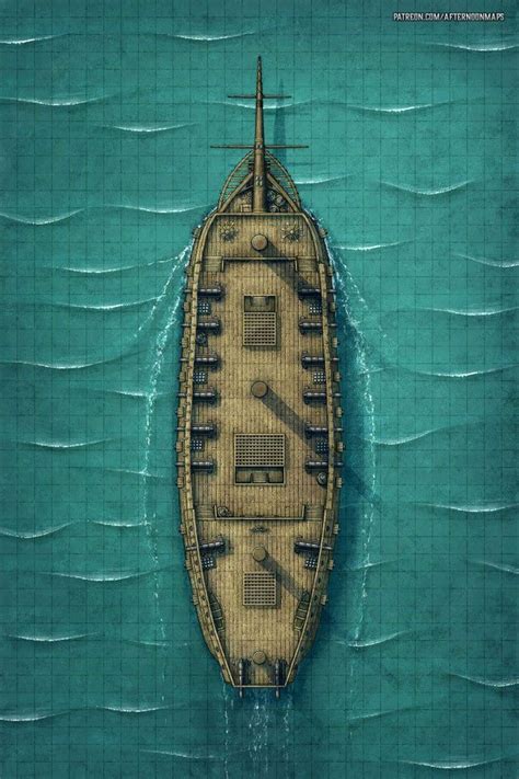 Man Of War Style Galleon 30x45 Roll20 Battle Map Tabletop Rpg