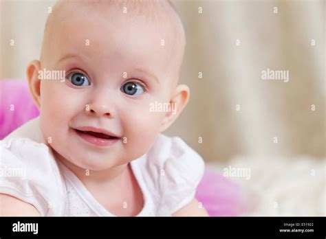 Portrait Of The Six Month Old Baby Indoor Stock Photo Alamy