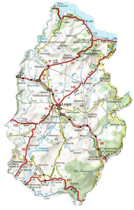Mapa De Carreteras De La Provincia De Lugo Ex