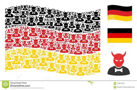Waving Germany Flag Pattern Of Devil Icons Stock Vector - Illustration of german, items: 119077972