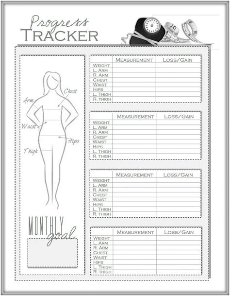 Body Measurements For Weight Loss Chart Excel Templates