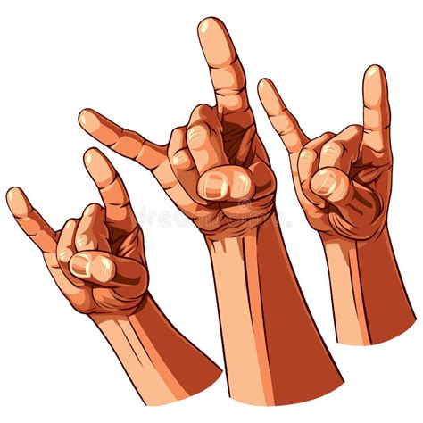 Set Of Three Heavy Metal Hands Stock Vector Illustration Of Rock
