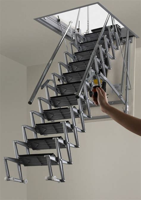 Fantozzi Electric Aluminium Concertina Loft Ladder Loft Ladder Attic