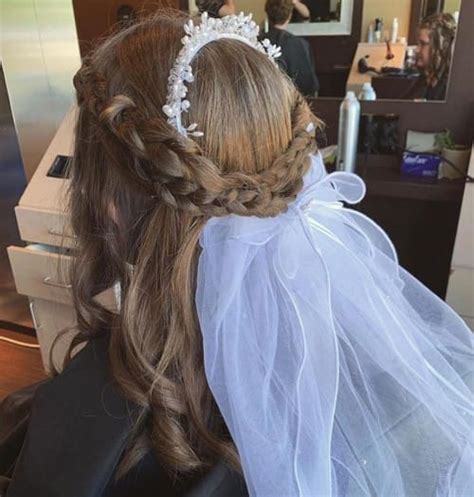 First Communion Hairstyles With Crown