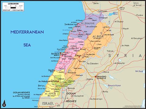 Lebanon Political Wall Map
