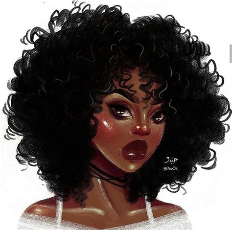 Black Girl Magic Curly Hair Cartoon Afro Art Black Girl Art
