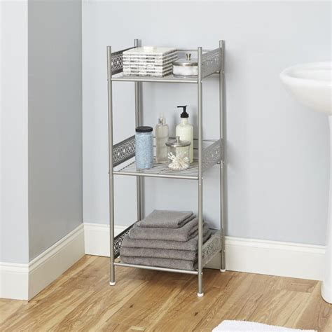 filigree bathrooom collection nickel 3 tier iron freestanding bathroom shelf in the bathroom