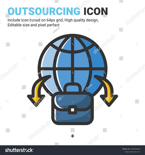 Outsourcing Icon Vector Outline Color Style Stock Vector Royalty Free