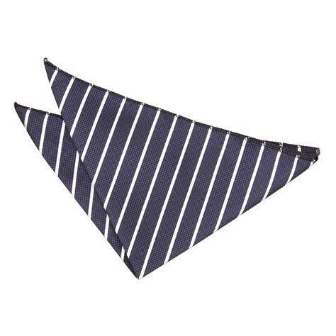 Single Stripe Navy And White Handkerchief Pocket Square