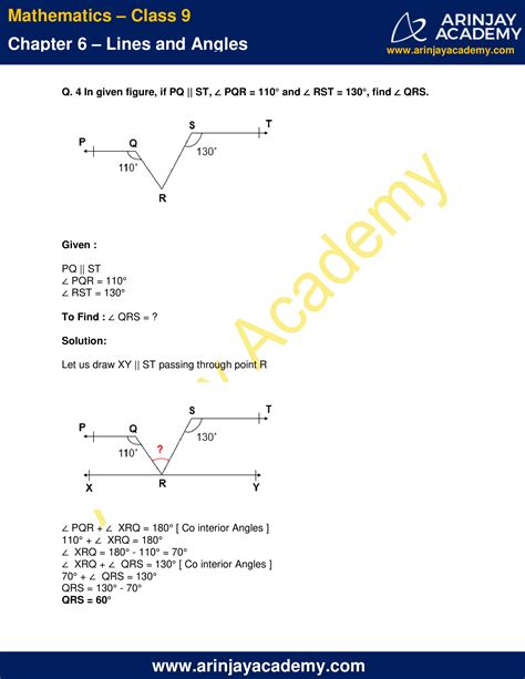 NCERT Solutions For Class 9 Maths Chapter 6 Exercise 6 2 Lines And Angles