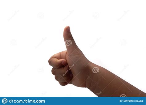 Child Hand Showing Thumbs Up Sign Isolated White Background Image