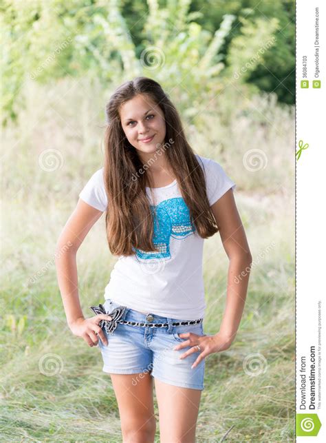 Portrait Ofa Girl 14 Years In Nature Stock Image Image